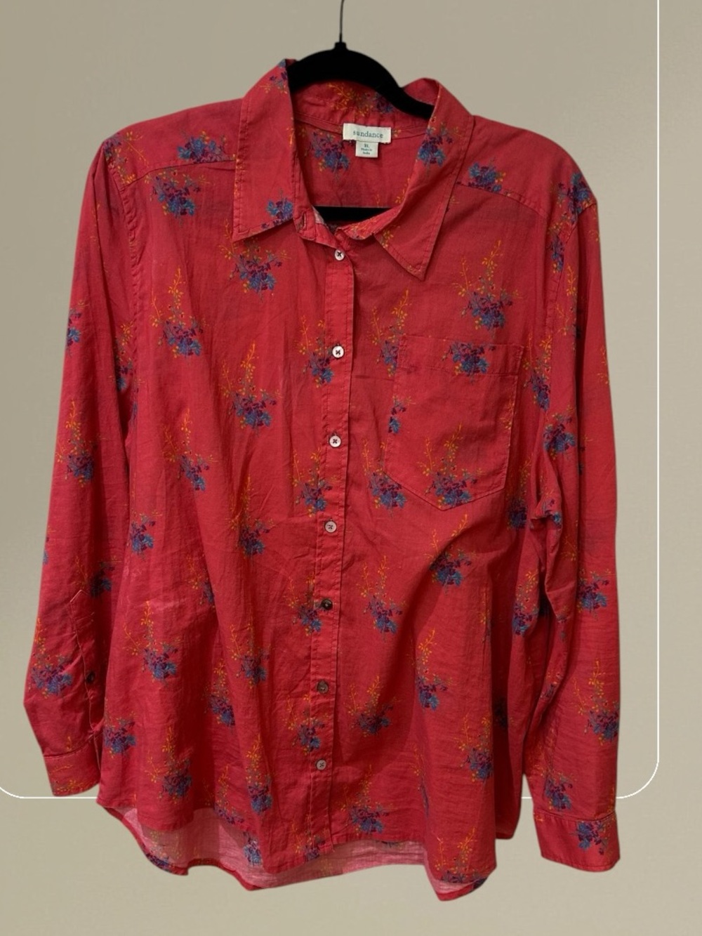 Sundance Pink Floral 100% Cotton Top -XL